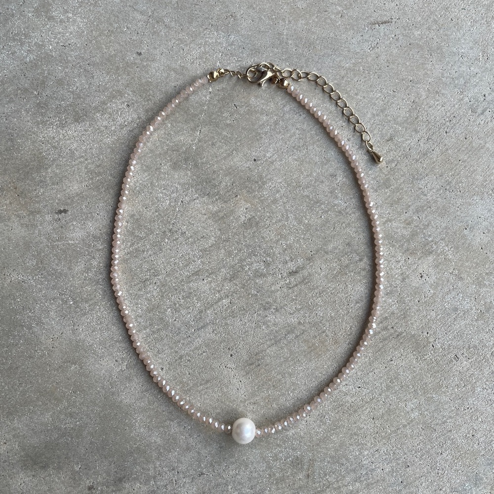 Pink and Gold Pearl Beaded Necklace